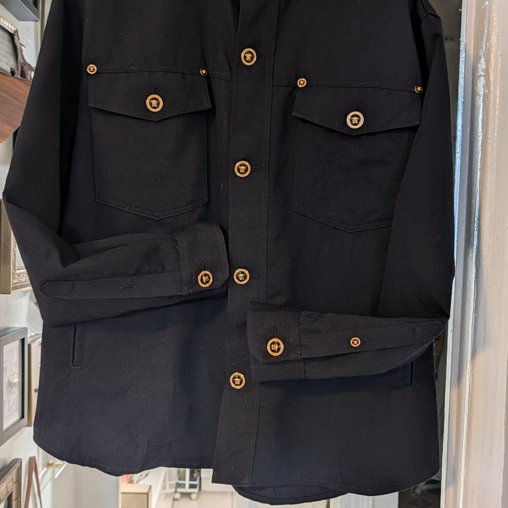 Versace Black Jacket with Gold Accents - Picture 2 of 9